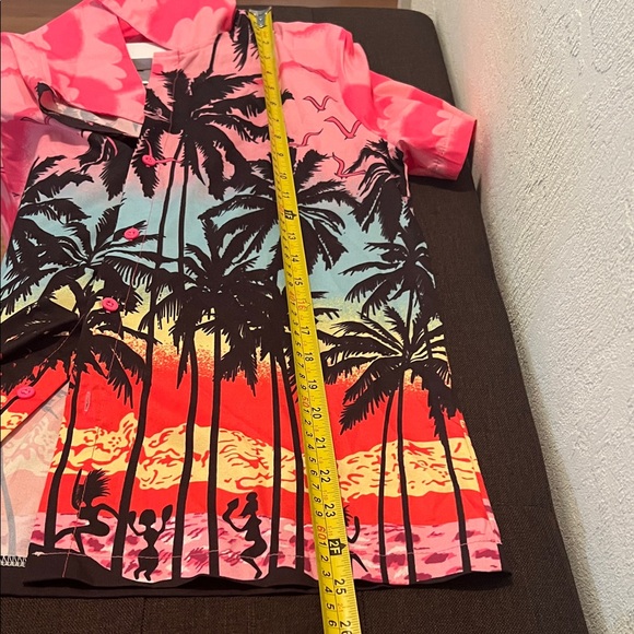 #019** Tropical Sunset Women Hawaiian Shirt - Picture 3 of 4